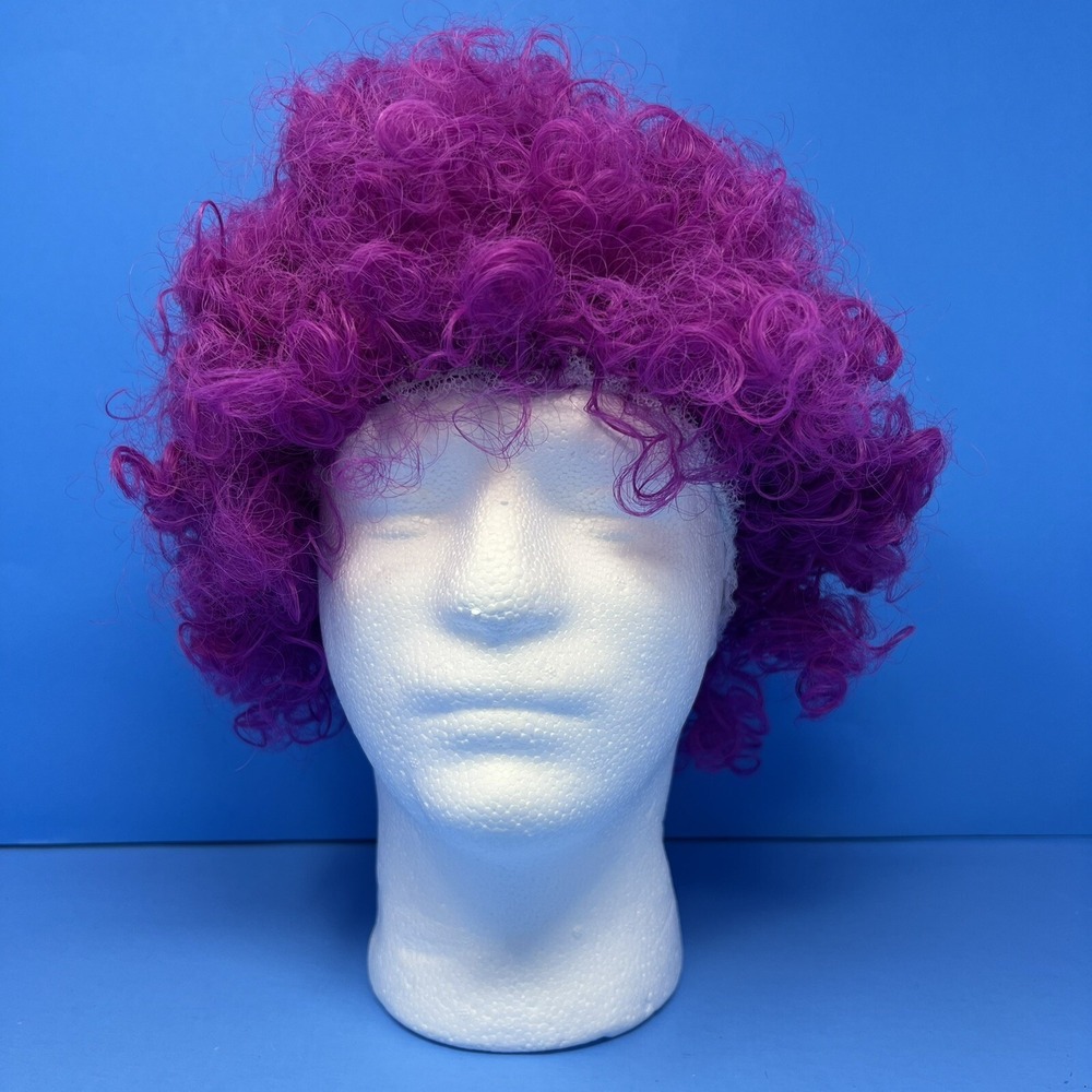 Halloween Clown Costume Wig Purple Afro 60s 70s‎ Disco Clown - Picture 15 of 15